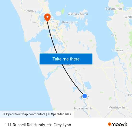 111 Russell Rd, Huntly to Grey Lynn map