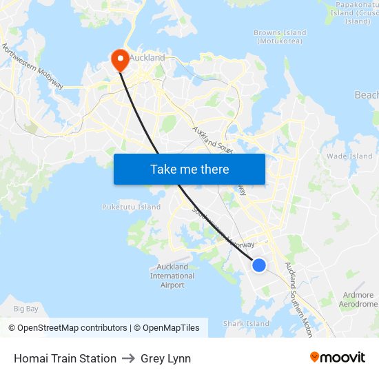 Homai Train Station to Grey Lynn map