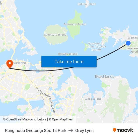 Rangihoua Onetangi Sports Park to Grey Lynn map