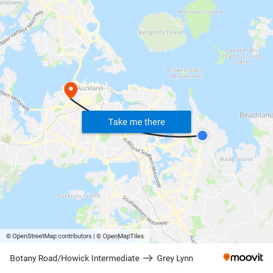 Botany Road/Howick Intermediate to Grey Lynn map