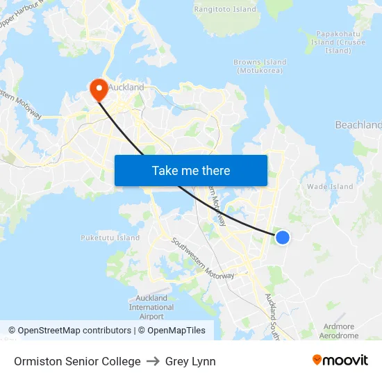 Ormiston Senior College to Grey Lynn map