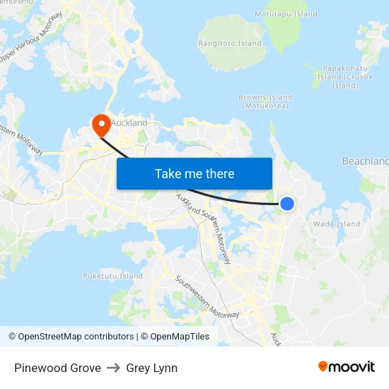 Pinewood Grove to Grey Lynn map