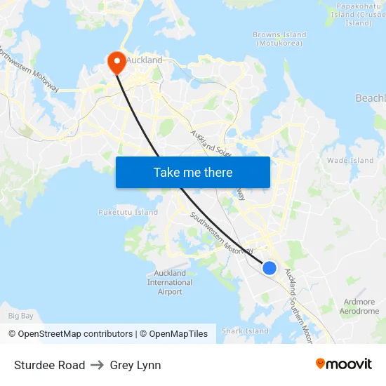 Sturdee Road to Grey Lynn map