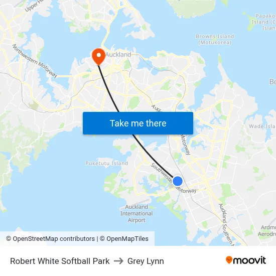 Robert White Softball Park to Grey Lynn map
