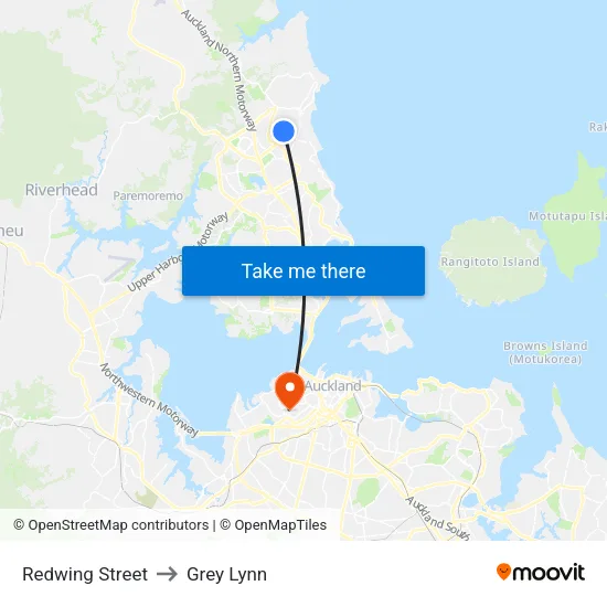 Redwing Street to Grey Lynn map