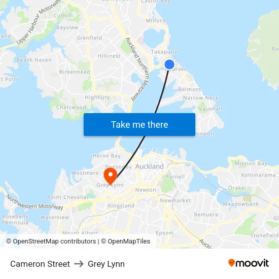 Cameron Street to Grey Lynn map