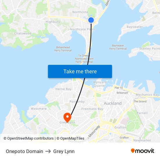 Onepoto Domain to Grey Lynn map