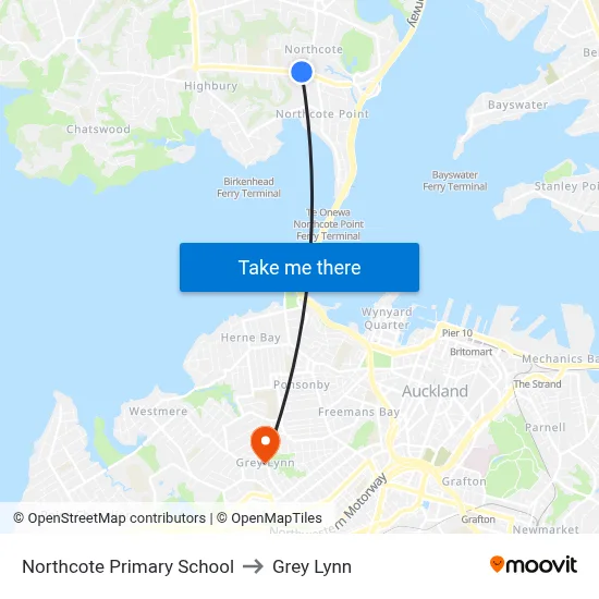 Northcote Primary School to Grey Lynn map