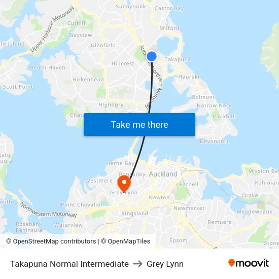 Takapuna Normal Intermediate to Grey Lynn map
