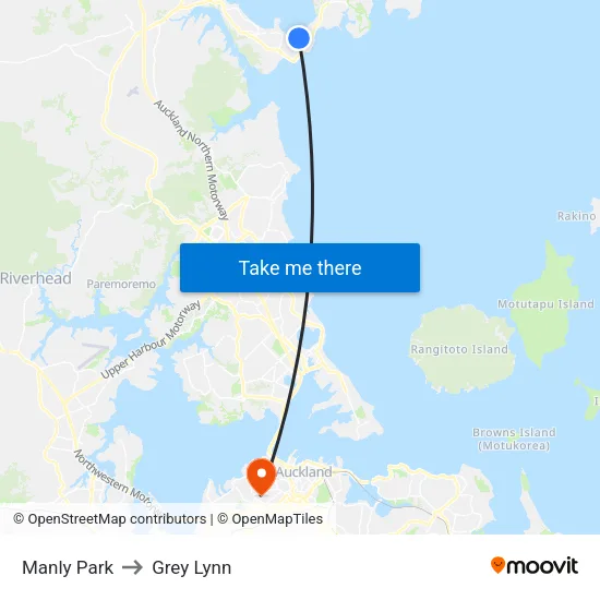 Manly Park to Grey Lynn map