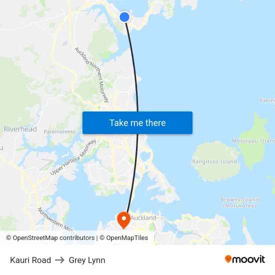 Kauri Road to Grey Lynn map