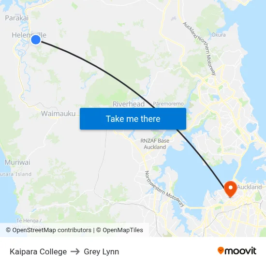 Kaipara College to Grey Lynn map