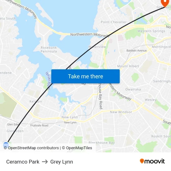 Ceramco Park to Grey Lynn map