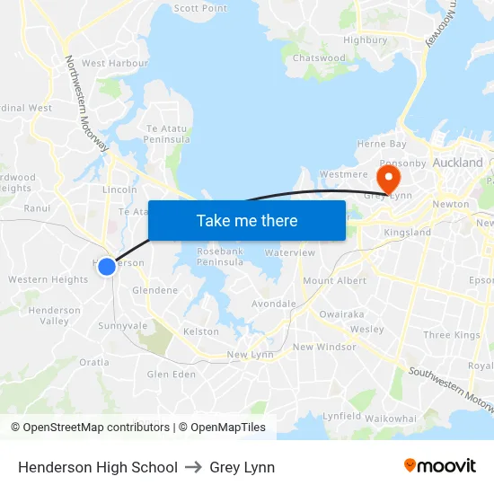 Henderson High School to Grey Lynn map