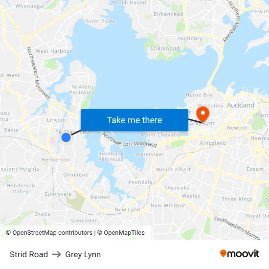 Strid Road to Grey Lynn map