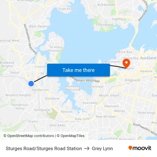 Sturges Road/Sturges Road Station to Grey Lynn map