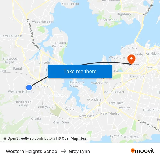 Western Heights School to Grey Lynn map