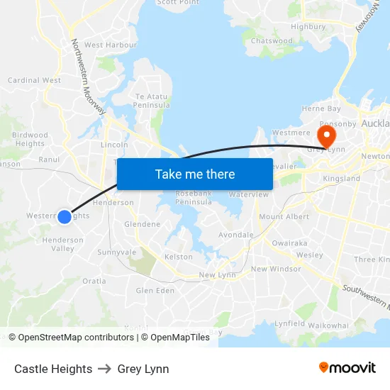 Castle Heights to Grey Lynn map