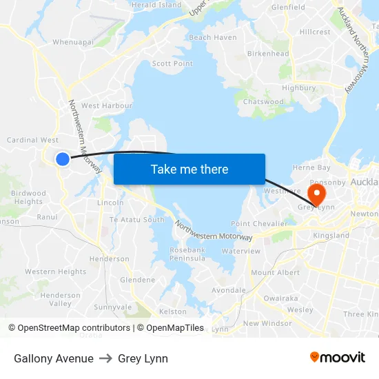 Gallony Avenue to Grey Lynn map