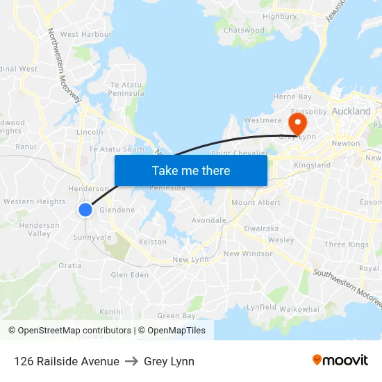 126 Railside Avenue to Grey Lynn map