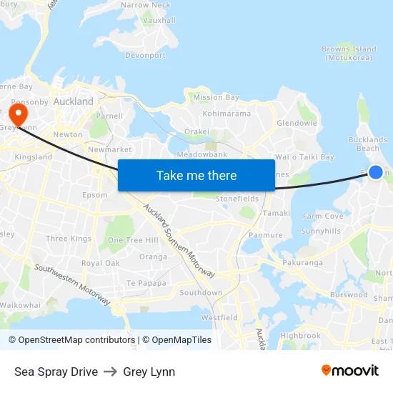 Sea Spray Drive to Grey Lynn map