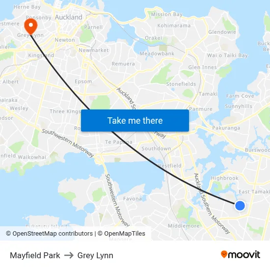 Mayfield Park to Grey Lynn map