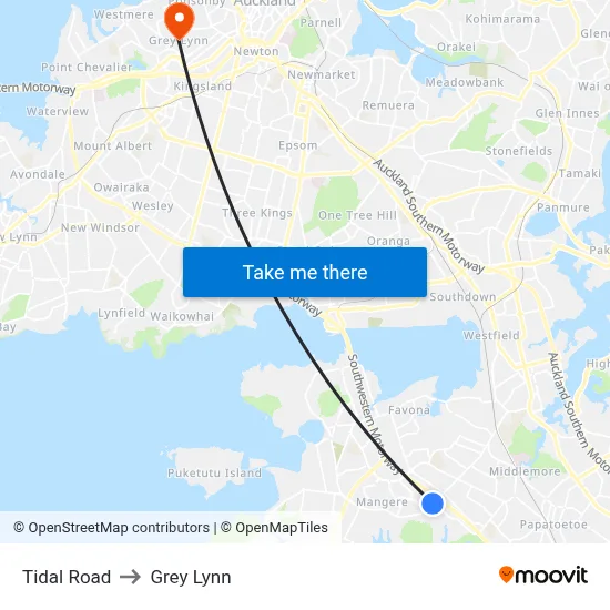 Tidal Road to Grey Lynn map