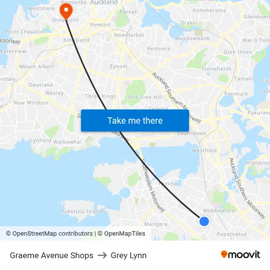 Graeme Avenue Shops to Grey Lynn map