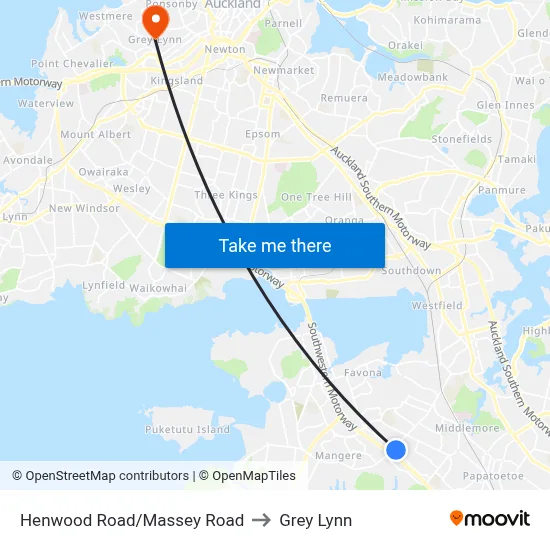 Henwood Road/Massey Road to Grey Lynn map