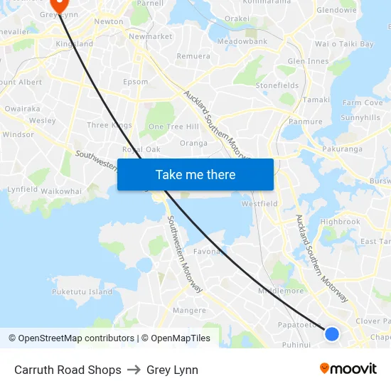 Carruth Road Shops to Grey Lynn map