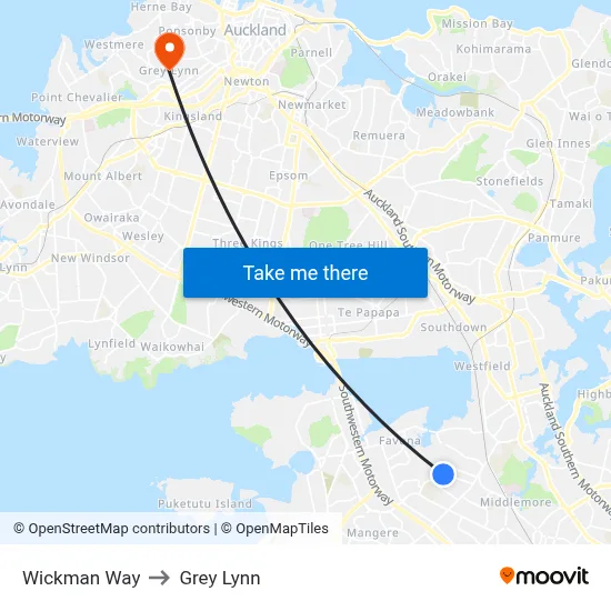 Wickman Way to Grey Lynn map