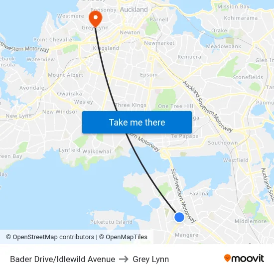 Bader Drive/Idlewild Avenue to Grey Lynn map