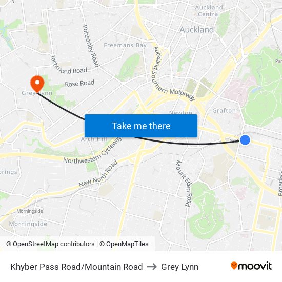 Khyber Pass Road/Mountain Road to Grey Lynn map