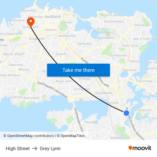 High Street to Grey Lynn map