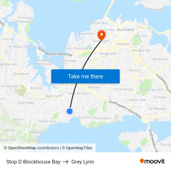 Stop D Blockhouse Bay to Grey Lynn map