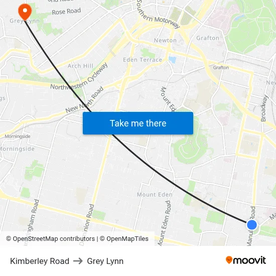 Kimberley Road to Grey Lynn map
