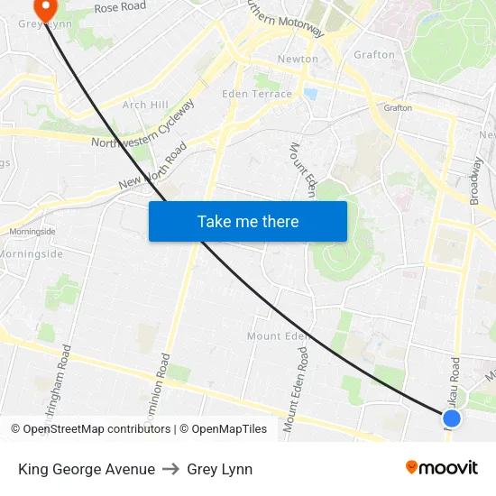 King George Avenue to Grey Lynn map