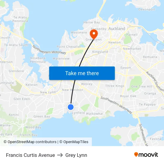 Francis Curtis Avenue to Grey Lynn map