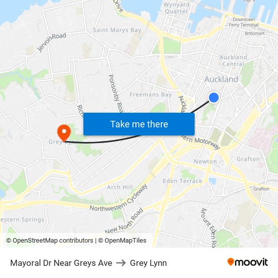 Mayoral Dr Near Greys Ave to Grey Lynn map