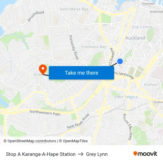 Stop A Karanga-A-Hape Station to Grey Lynn map