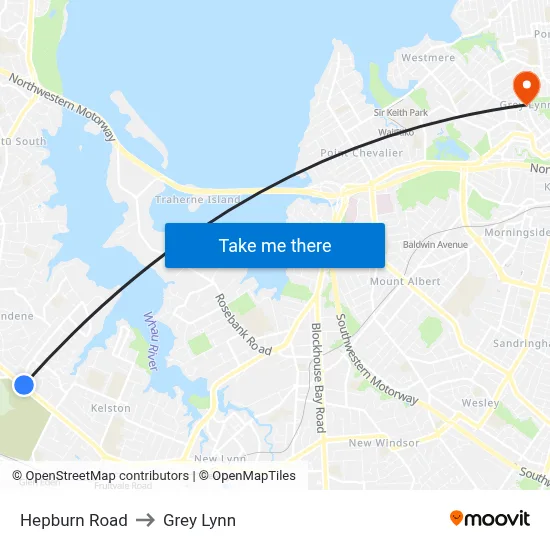 Hepburn Road to Grey Lynn map