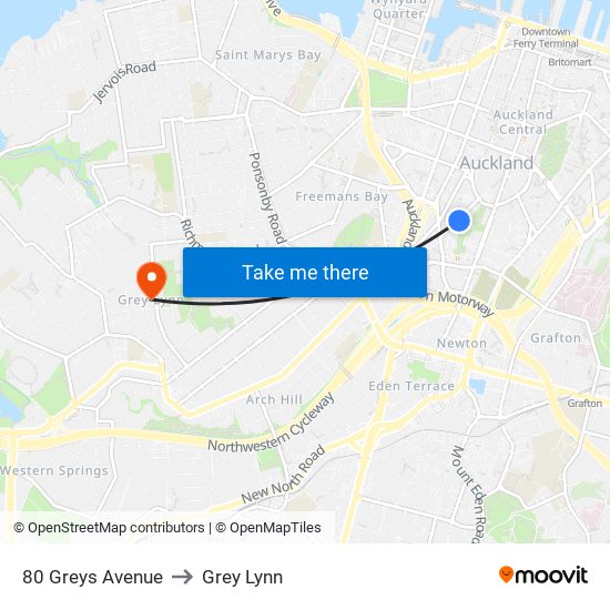 80 Greys Avenue to Grey Lynn map