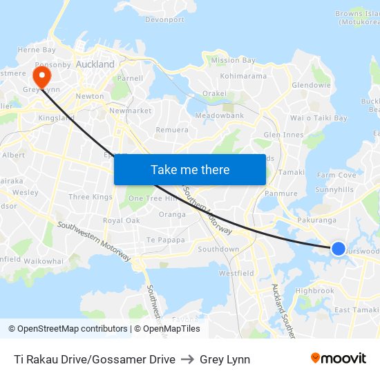 Ti Rakau Drive/Gossamer Drive to Grey Lynn map