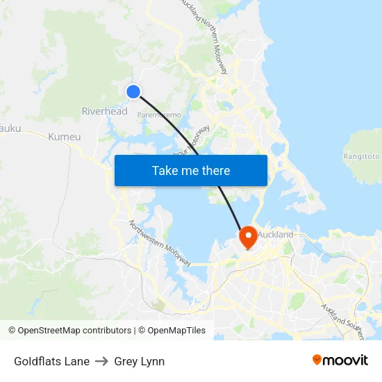 Goldflats Lane to Grey Lynn map