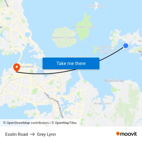 Esslin Road to Grey Lynn map