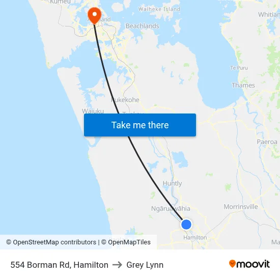 554 Borman Rd, Hamilton to Grey Lynn map