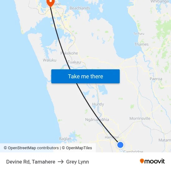 Devine Rd, Tamahere to Grey Lynn map