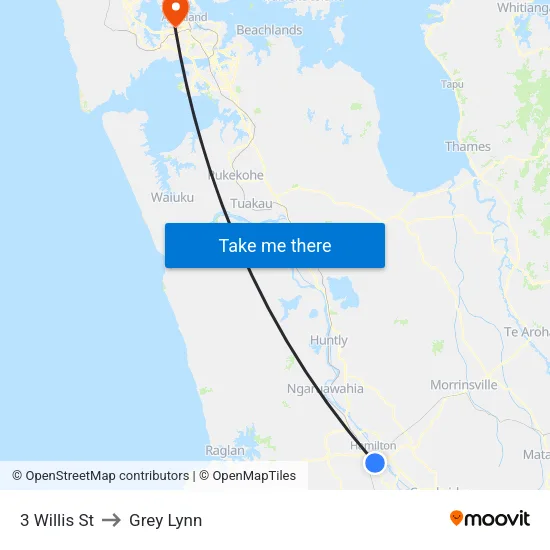 3 Willis St, Hamilton to Grey Lynn map
