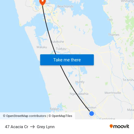 47 Acacia Cr, Hamilton to Grey Lynn map