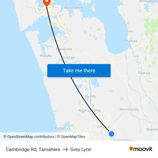 Cambridge Rd, Tamahere to Grey Lynn map